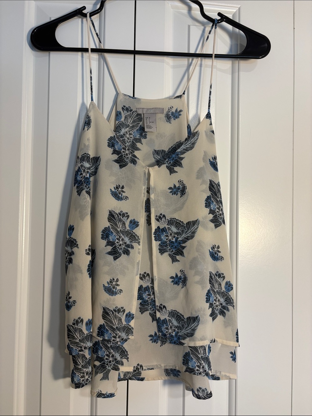 H&M Cream Cami with Blue Floral Print